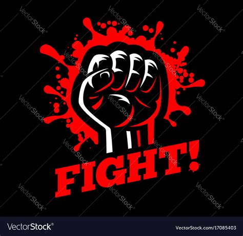 Fight Clenched Raised Fist Hand Gesture Blood Vector Image