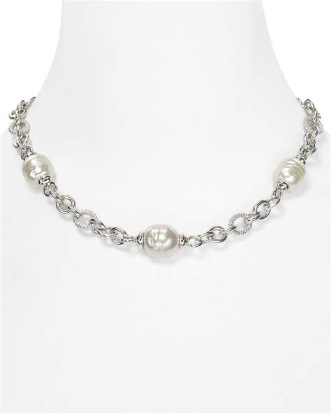 Majorica 1416mm Man Made Pearl Silver Chain Necklace 17 Bloomingdales