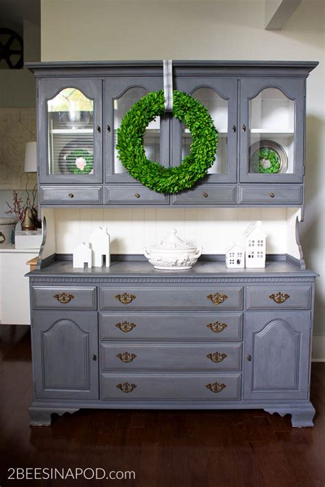 Gray Painted Hutch Makeover That Made Me Cry 2 Bees In A Pod