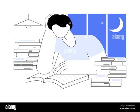 Study Late At Night Isolated Cartoon Vector Illustrations Stock Vector