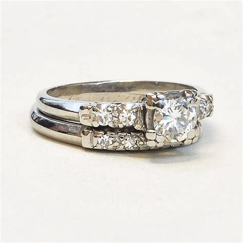 Vintage Wedding Ring Set Platinum By Sitfinejewelry On Etsy