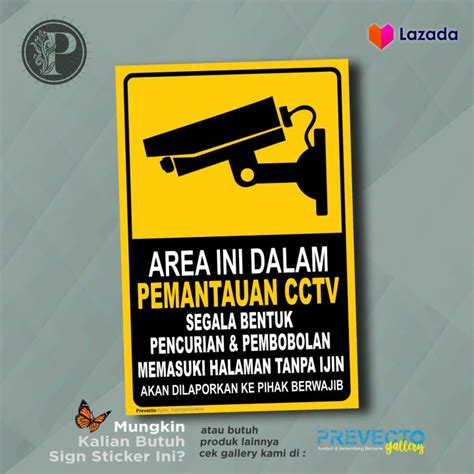 Stiker Safety Sign K Rambu Area Dalam Pengawasan Cctv Jam Lazada
