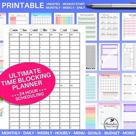 Ultimate Time Blocking Planner Printable 24 Hour Schedule Etsy
