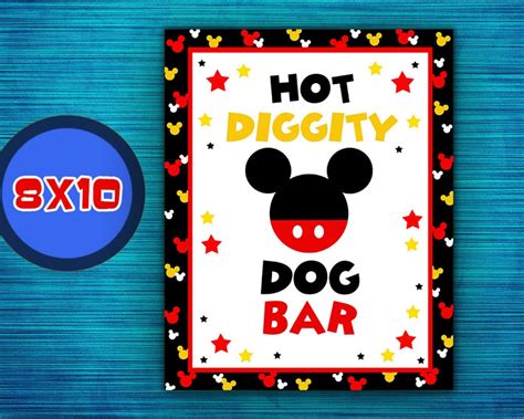 Hot Diggity Dog Bar Sign First Birthday Mickie Mouse Party Etsy
