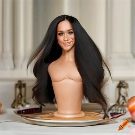 Long Haired Meghan Markle Styling Head On A Platter On Craiyon