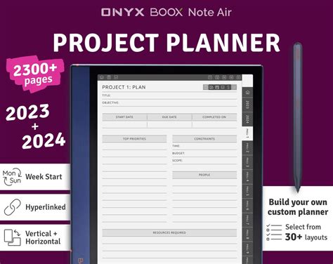 Boox Note Air Project Planner Business Project Management Planner