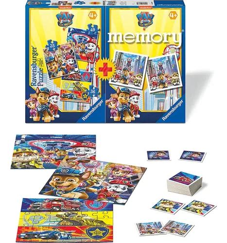 3 Rompecabezas Paw Patrol Y Memoria Ravensburger Nickelodeon Envío Gratis