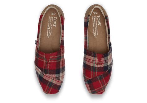 Lyst Toms Holiday Plaid Flat Shoes In Red