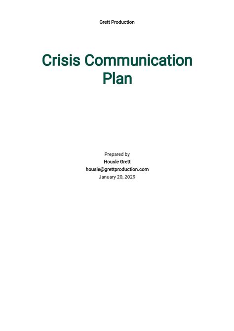 Crisis Communication Plan Template Free