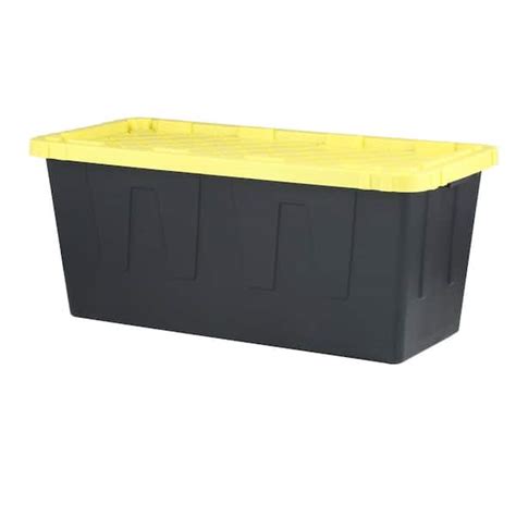 Reviews For Hdx 55 Gal Tough Storage Tote In Black With Yellow Lid