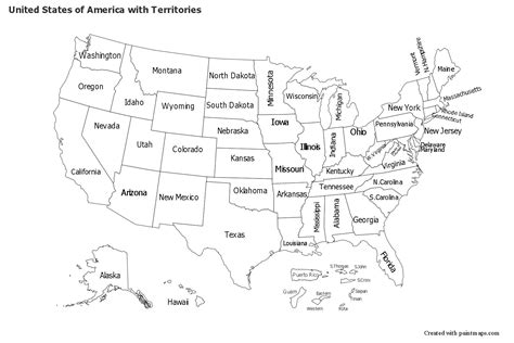 Sample Maps For United States Of America With Territories Black White