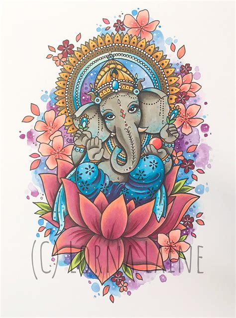 Ganesh Tattoo Print Tattoo Design Spiritual Art Elephant Etsy Uk