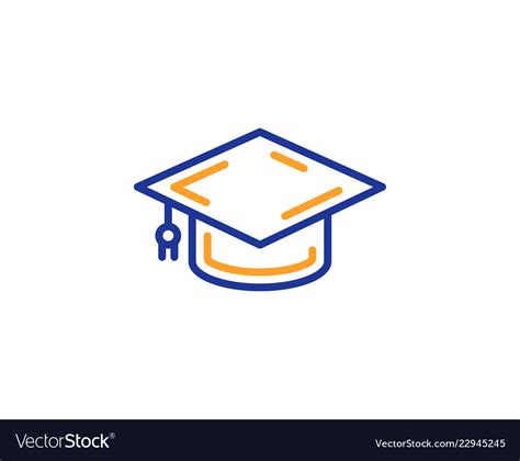 Graduation Cap Line Icon Education Sign Royalty Free Vector