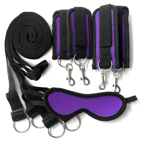 Sex Bdsm Bondage Set Under Bed Erotic Restraint Handcuffs And Ankle Cuffs And Eye Mask Adults Flrit