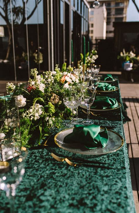Emerald Green Styled Shoot Cartel Roof Top Trunk Events