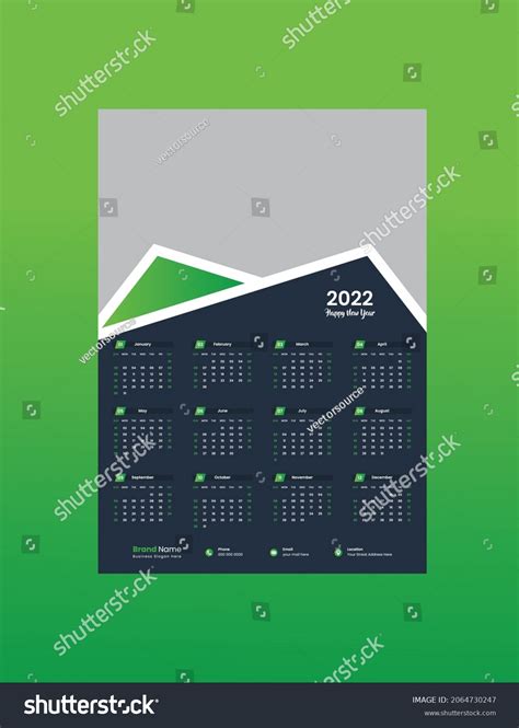 Wall Calendar 2022 Template Design Stock Vector Royalty Free 2064730247 Shutterstock