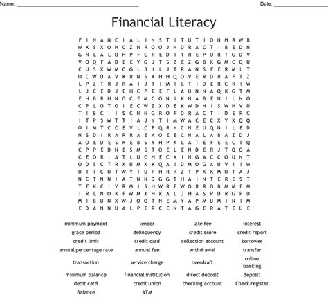 Personal Financial Literacy Word Search Wordmint Word Search Printable