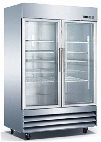 54 2 glass door freezer stainless steel trim led lighting 46 65