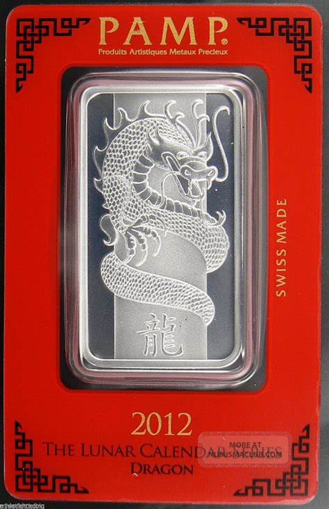 2012 Pamp Suisse Year Of The Dragon 1oz Silver Art Bar In Assay