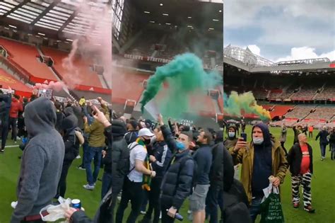 Pictures Manchester United Fans Storm Old Trafford Twice During Protest Against Glazers