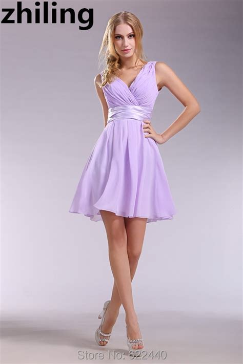 Simple Purple Short Bridesmaid Dresses With Belt Knee Length Maid Of