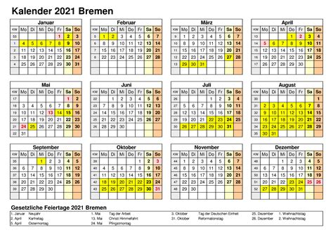 Das datum von heute und informationen des kalenders (deutschland). Druckbaren Feiertagen Sommerferien 2021 Bremen Kalender ...