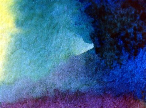 Watercolor Art Background Abstract Blue Violet Dark Night Sky Colorful
