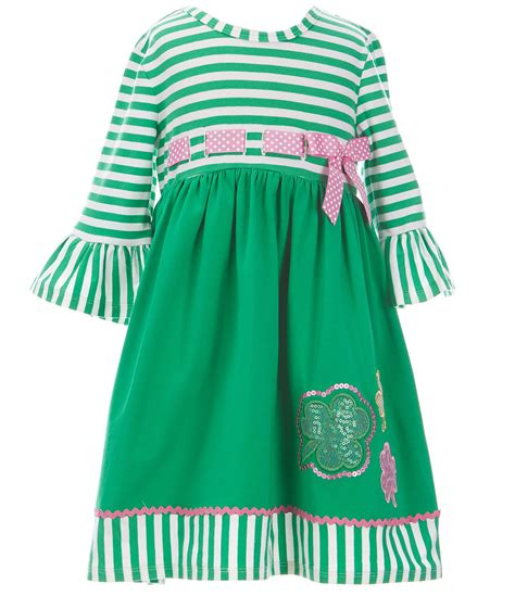 Bonnie Jean Little Girls 2t 6x 34 Sleeve Saint Patricks Day Striped