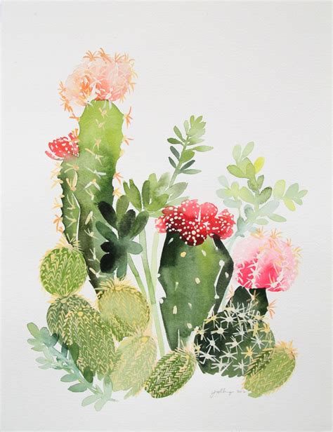 Cactus No Arte Colorida Arte Com Cactos Pinturas Simples De Aquarela