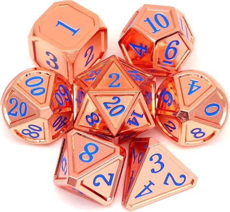 Haxtec Metal Dnd Dice Set Rosegold Wt Metal Dice Case D