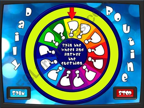 Esl English Powerpoints Spin The Wheel Daily Routines Quiz 12