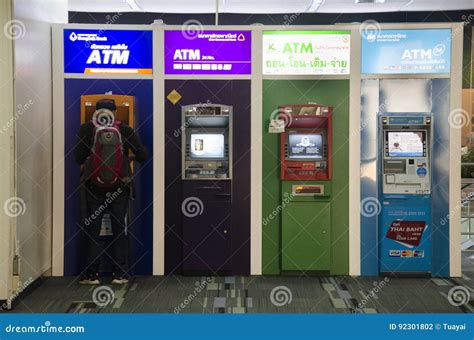 Many Cash Machine Or Atm For Thai People And Foreigner Travelers