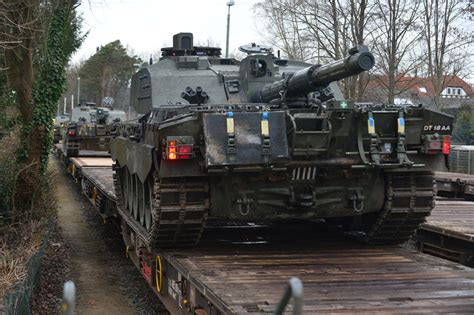 Challenger 2 Tanks Of The Queens Royal Hussars Loaded On Trains At