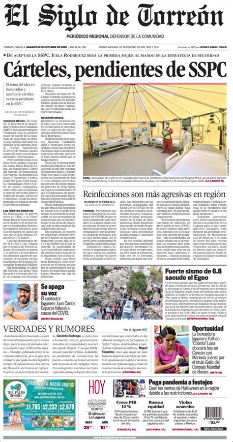 Periódico El Siglo De Torreon México Periódicos De México Toda La