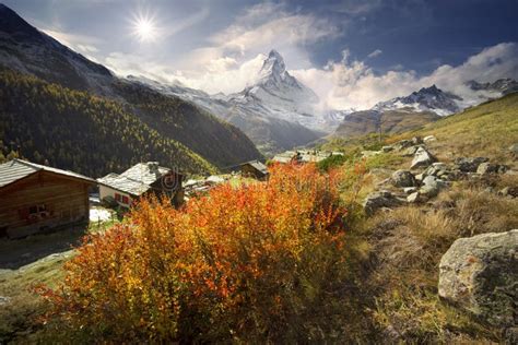 Matterhorn And Autumn Stock Photo Image Of Orange Outdoor 162535826