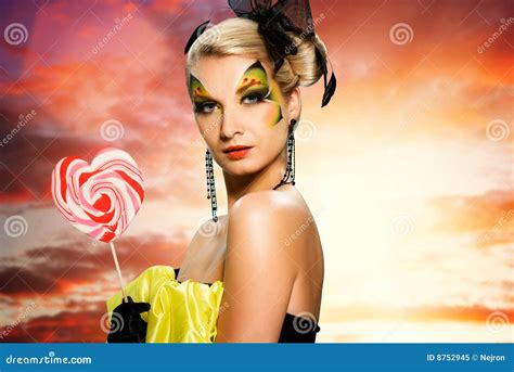 Woman With Candy Stock Image Image Of Fresh Fashion 8752945