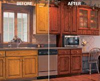 Install, reface, refinish, repair, build directions for diy glazing over already-stained cabinets I ...