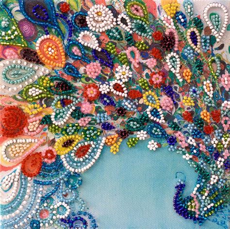 Diy Bead Embroidery Kit On Art Canvas Colored Etsy Australia
