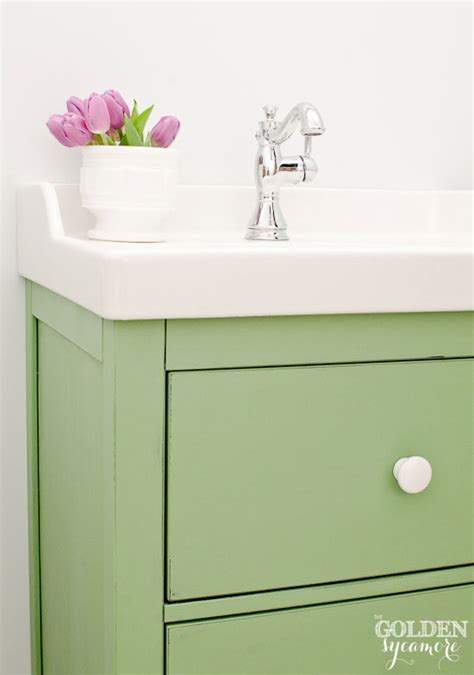 Get vanity lights for mirror. Green IKEA Custom Bathroom Vanity - The Golden Sycamore