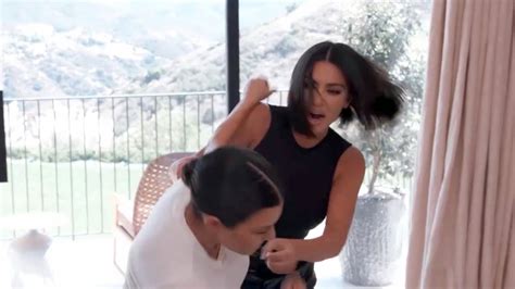kim and kourtney kardashian s physical fight in kuwtk trailer youtube