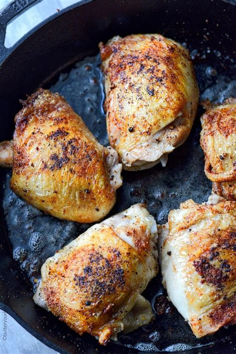 When i make this recipe, i leave every bit of. Crispy Skillet Chicken Thighs Recipe- Butter Your Biscuit ...