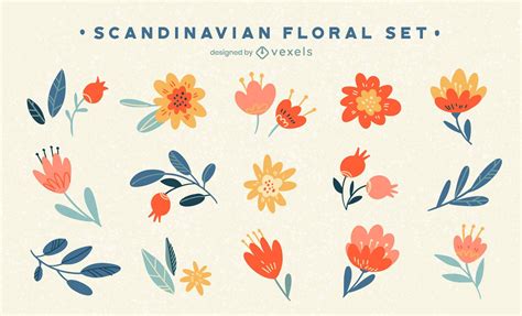 Scandinavian Floral Set Vector Download