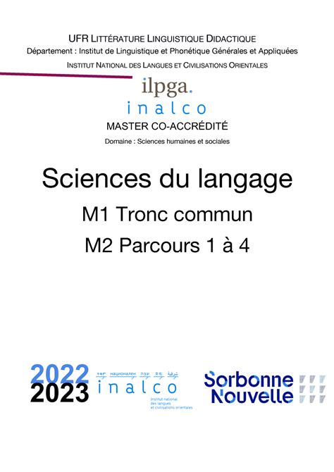 Brochure Llts 2022 2023 V6 Ufr LittÉrature Linguistique Didactique