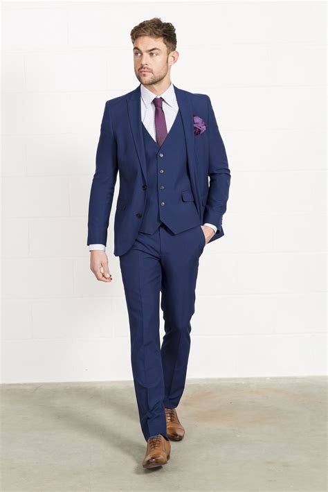 Harry Brown Slim Fit Three Piece Blue Suit Slater Menswear