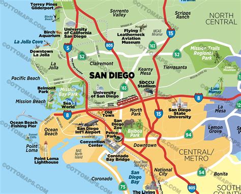 San Diego County Tourist Map Otto Maps