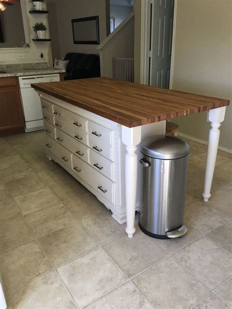 Rustic Farmhouse Inspired Kitchen Island From Old Dresser First Big