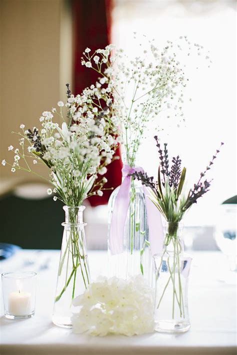 Babys Breath And Lavender In Bud Vases Centerpieces Will Melissa