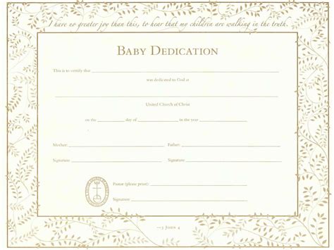 Baby Dedication Certificate Template Business