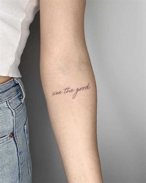 Words ‘see The Good By Conz Thomas Tattooed On The Left Forearm Source