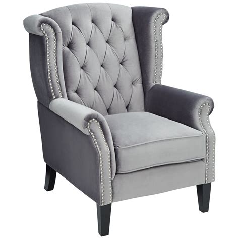 Williamsburg Gray Tufted Wingback Armchair Style 37t51 Wingback